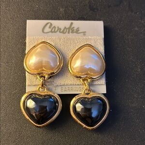 Carolee Gold and Cream Heart Earrings